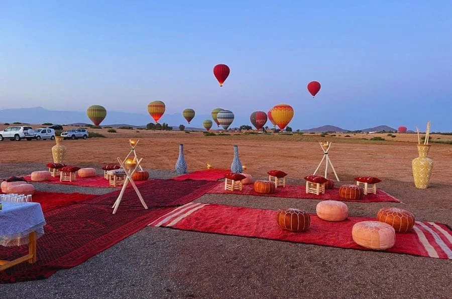 Atlas Mountains sunrise hot air balloon flight from Marrakech